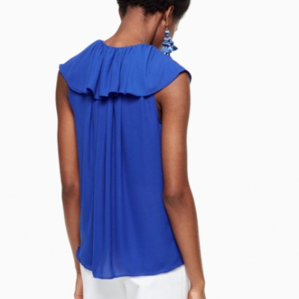 Kate Spade Blue Ruffled Top - Picture 2 of 12